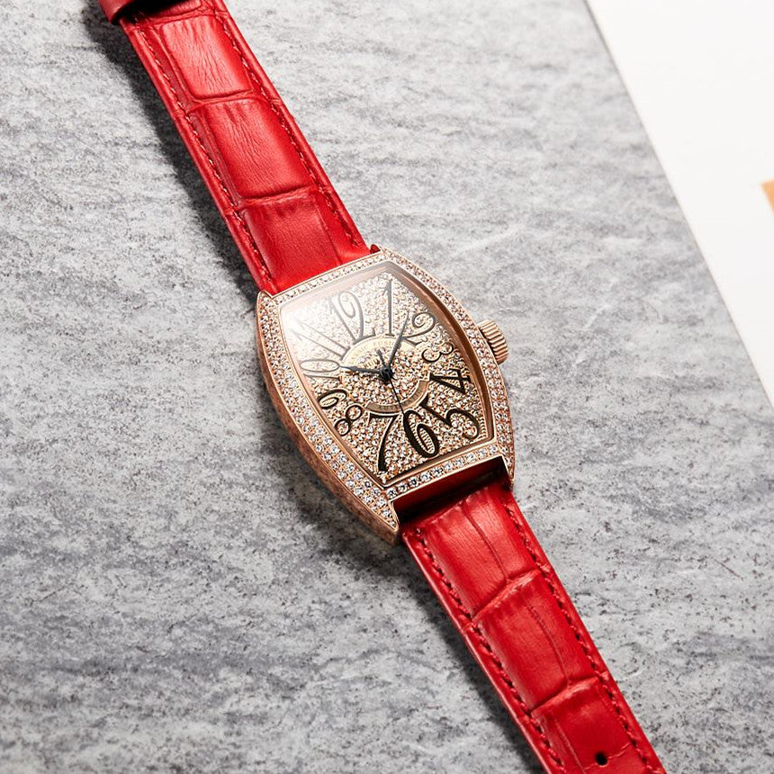 Diamond Dial Leather Automatic Watch | Aurevon Watches