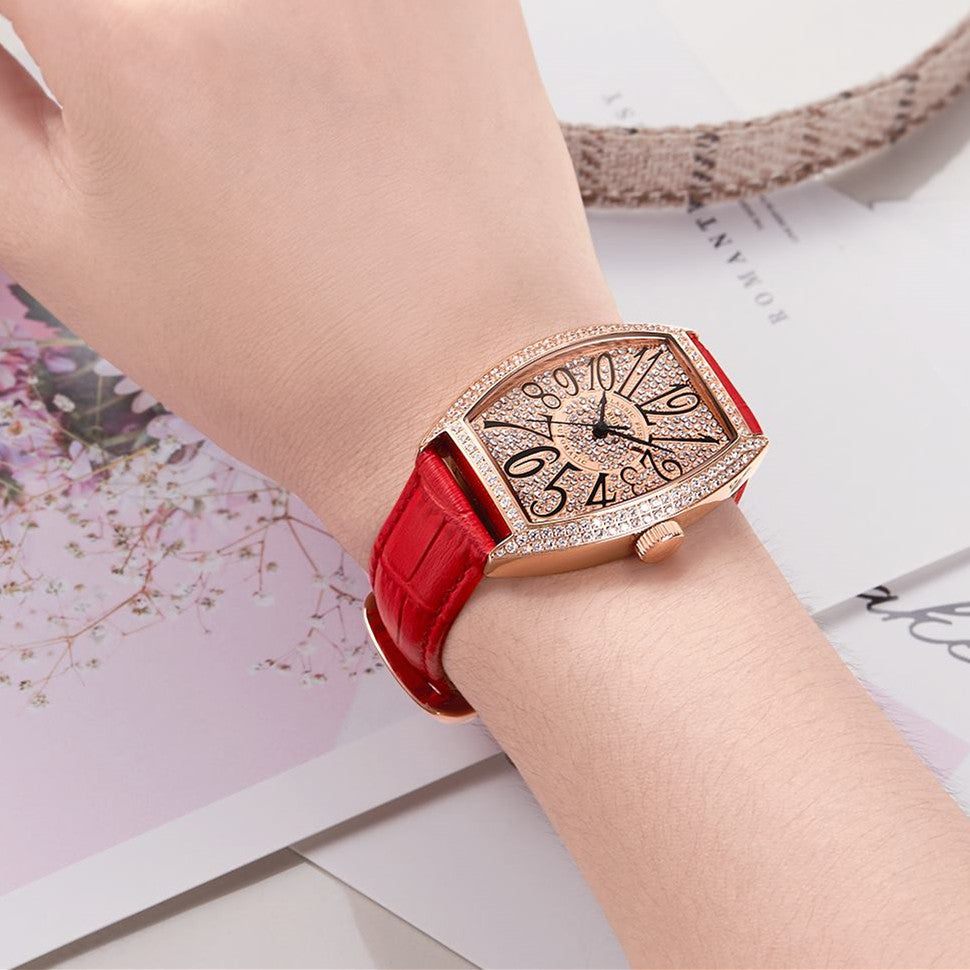 Diamond Dial Leather Automatic Watch | Aurevon Watches