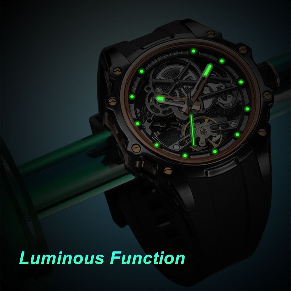 Luminous Skeleton Automatic Steel Sport Watch | Aurevon Watches