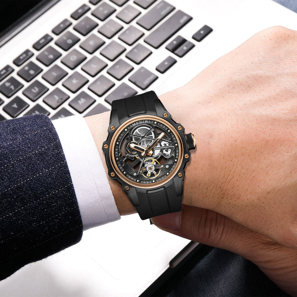 Luminous Skeleton Automatic Steel Sport Watch | Aurevon Watches