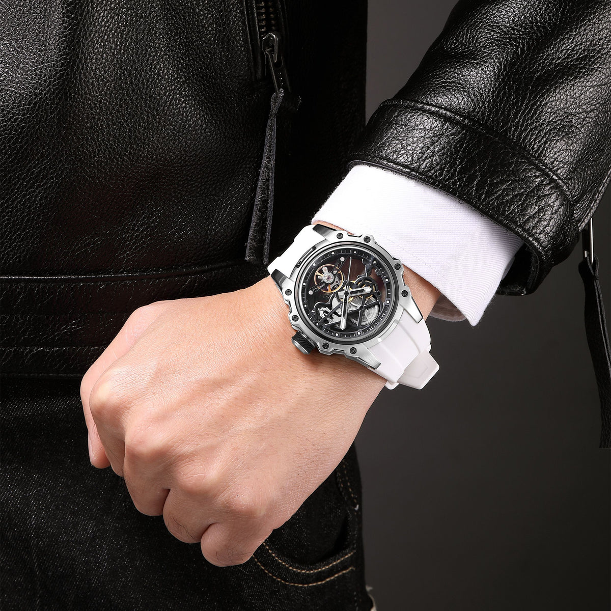 Luminous Skeleton Automatic Steel Sport Watch | Aurevon Watches