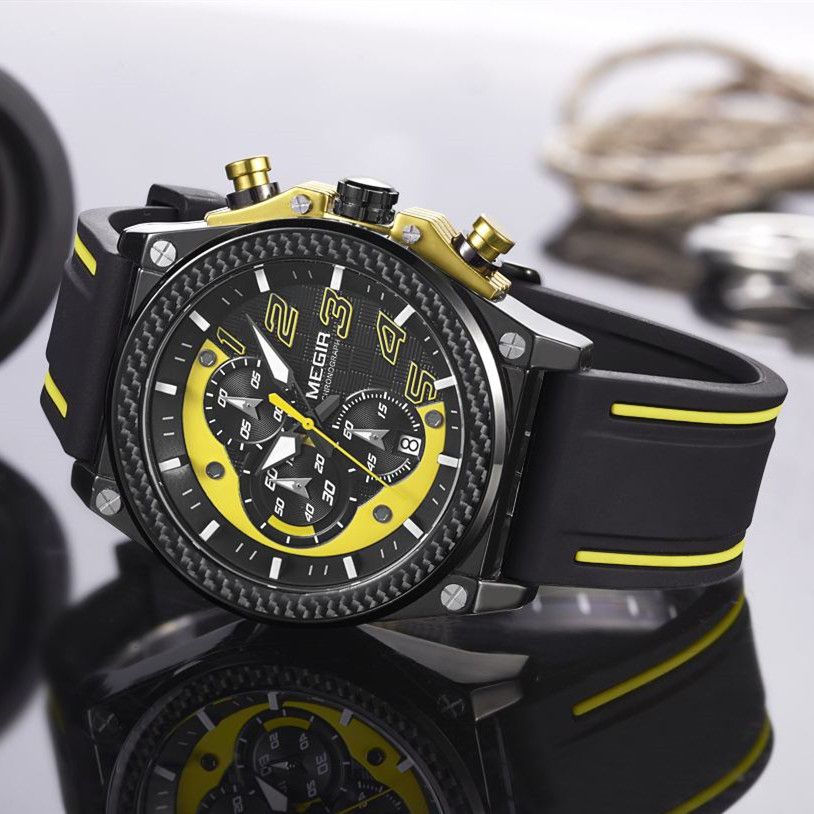 Bold Dial Chronograph Military Silicone Watch | Aurevon Watches